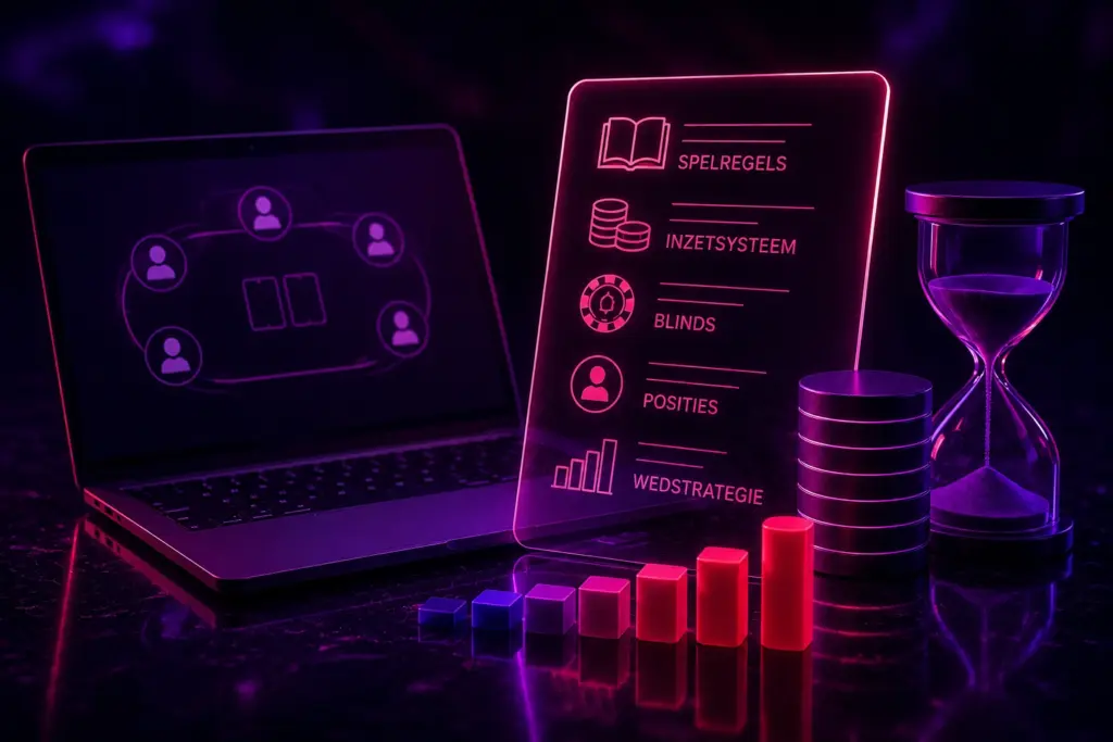 Overzicht van spelregels en het inzetsysteem bij online poker.